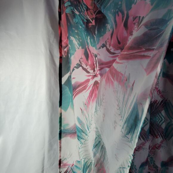 Jennifer Lopez Sheer Batwing Caftan Dress L/XL Slip Lined Tropical Boho Coverup - Picture 13 of 15